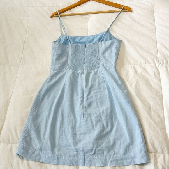 Aritzia Sunday Best Quaint Baby Blue Linen Blend Mini Dress Women’s Small - Picture 5 of 6